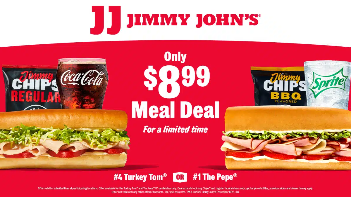 Jimmy John's $8.99 Meal Deal: Classics + Chips & Drink!